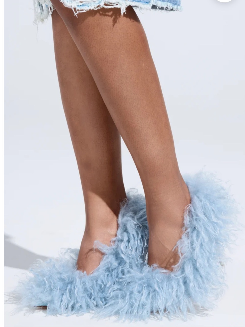 Azalea Wang Jameela Fur Baby Blue Heels